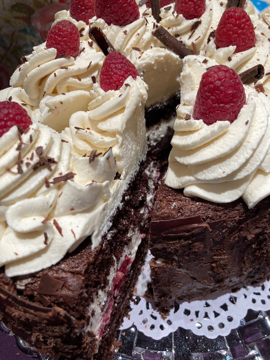 Gluten Free Raspberry Chocolate Genoese Cake